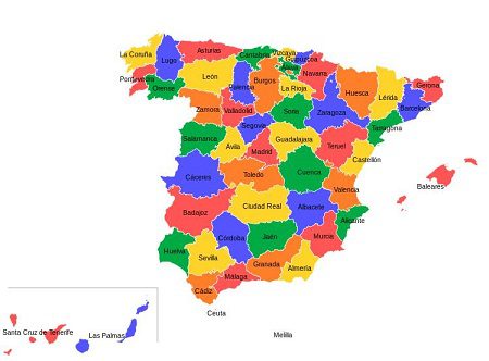 Mapa provincias de España